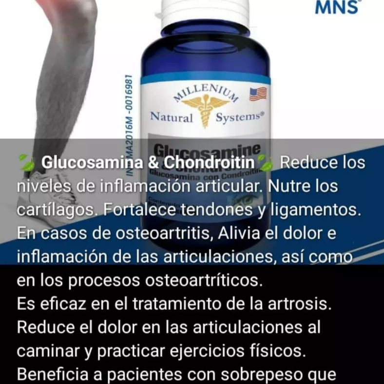 Glucosamina y condroitina Millenium Natural Systems